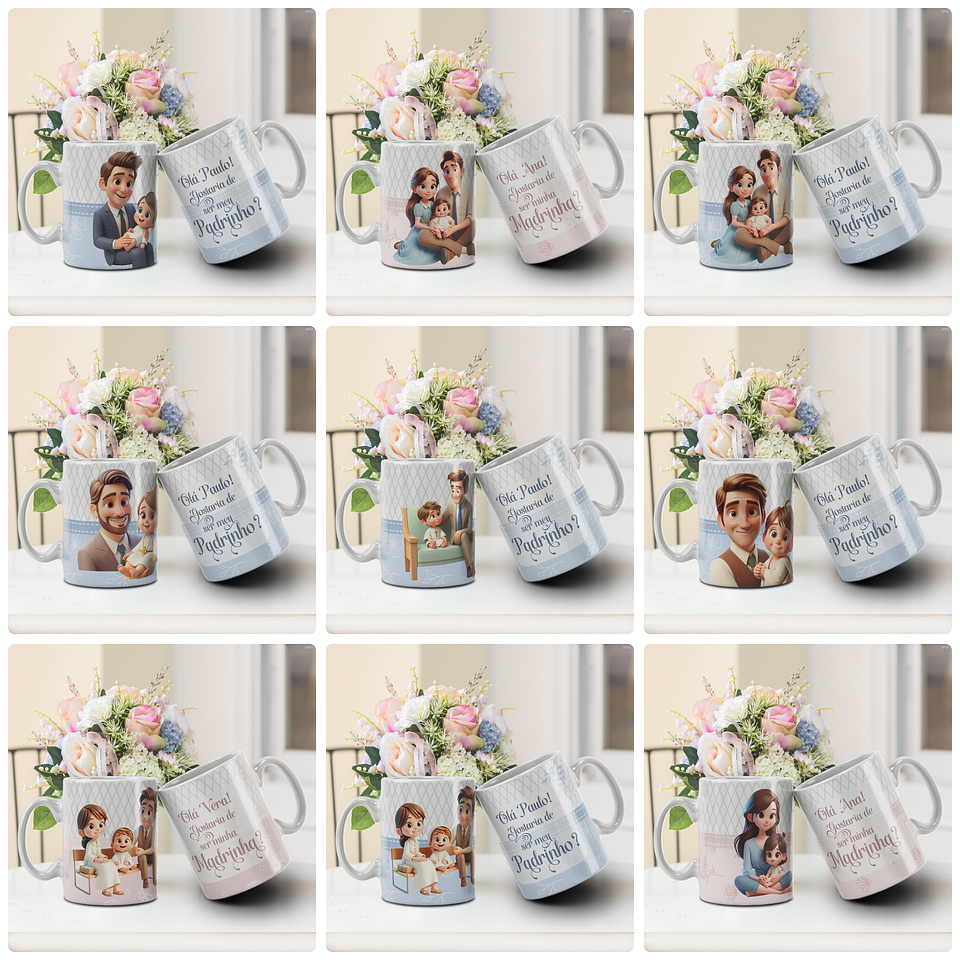 25 Artes para Canecas Dindos Convite para Padrinhos Arquivo em Jpg 1