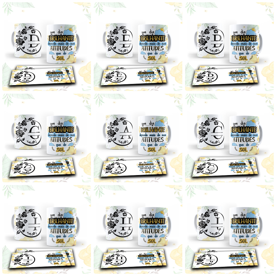 26 Artes para Canecas Alfabeto Atitude Arquivo em CorelDraw 1