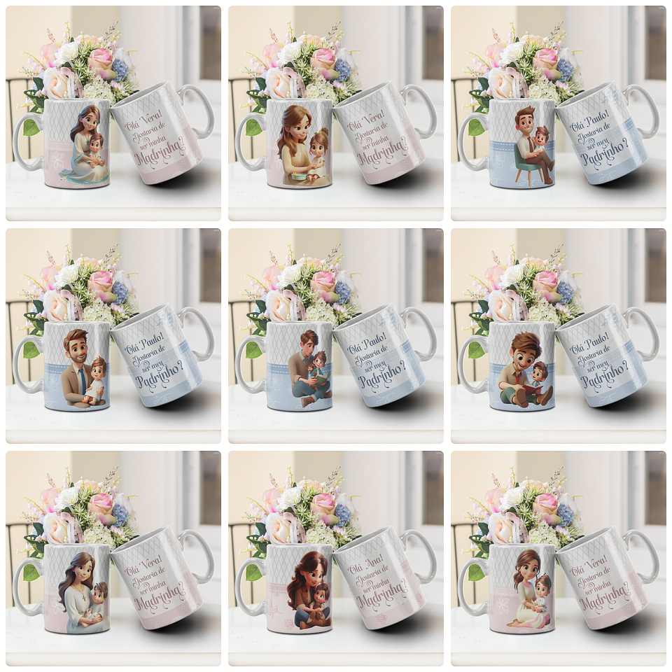 25 Artes para Canecas Dindos Convite para Padrinhos Arquivo em Jpg 3