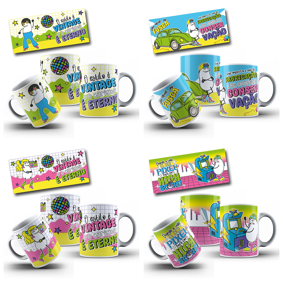 48 Artes para Canecas Gino Flork Memes Anos 80 Arquivo em Jpg  2