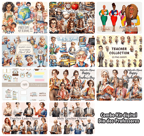 Kit Digital Dia dos Professores Arquivos em Png  