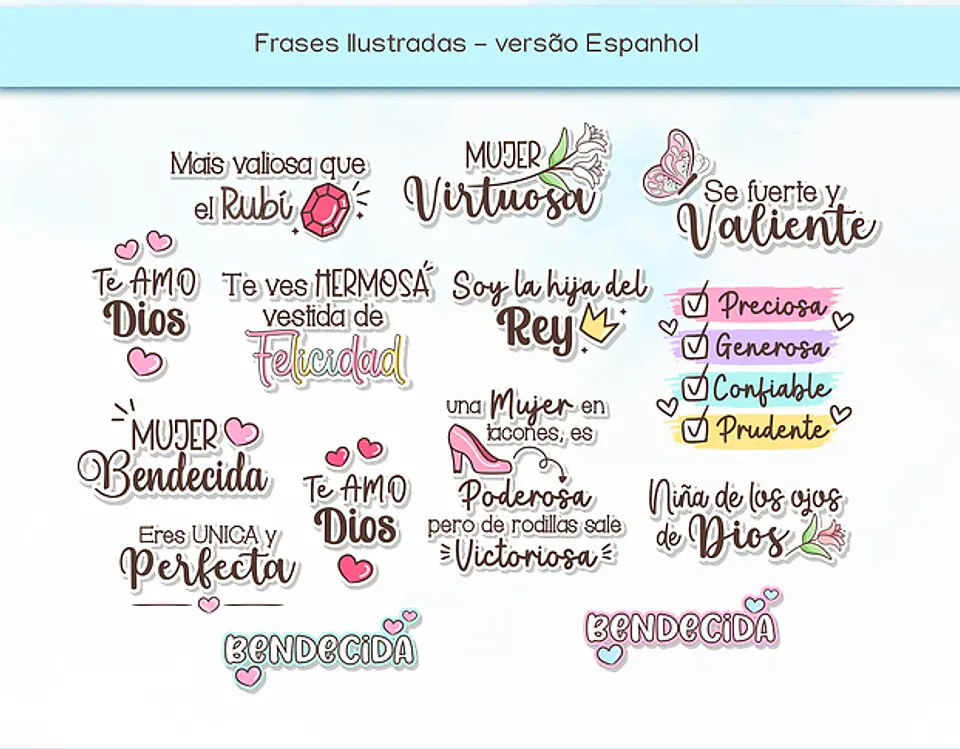 Kit Digital Linda Mulher Cristã Arquivos em Png  7