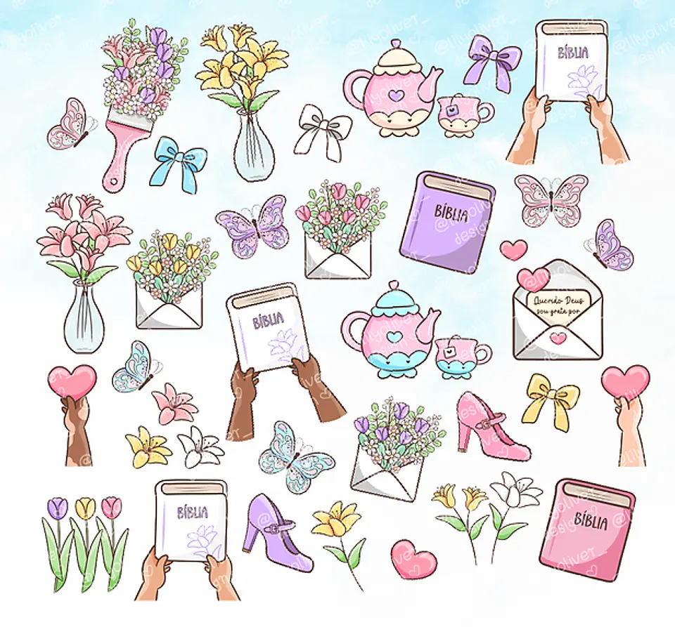 Kit Digital Linda Mulher Cristã Arquivos em Png  8