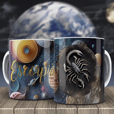 12 Artes para Caneca Signos 3d Arquivo Editável