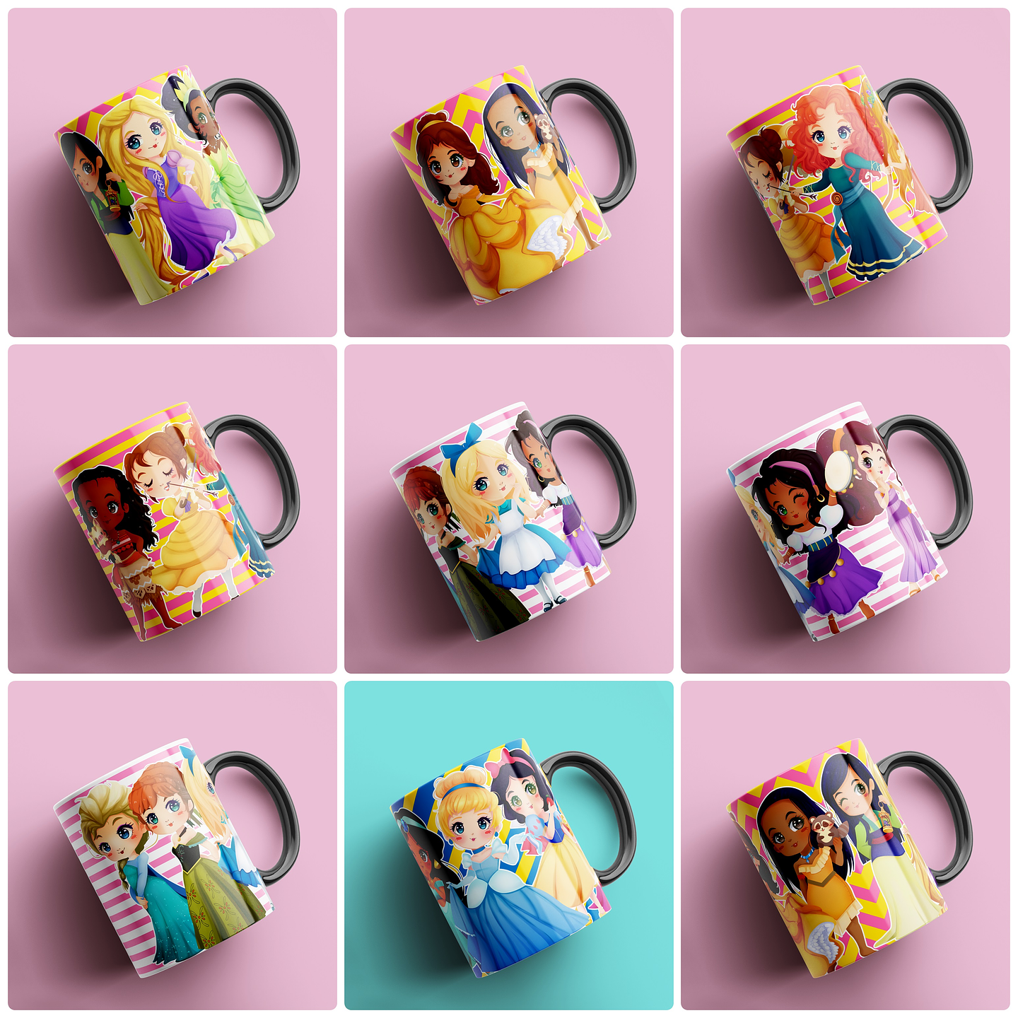 42 Artes para Caneca Princesas Arquivo Editável 2