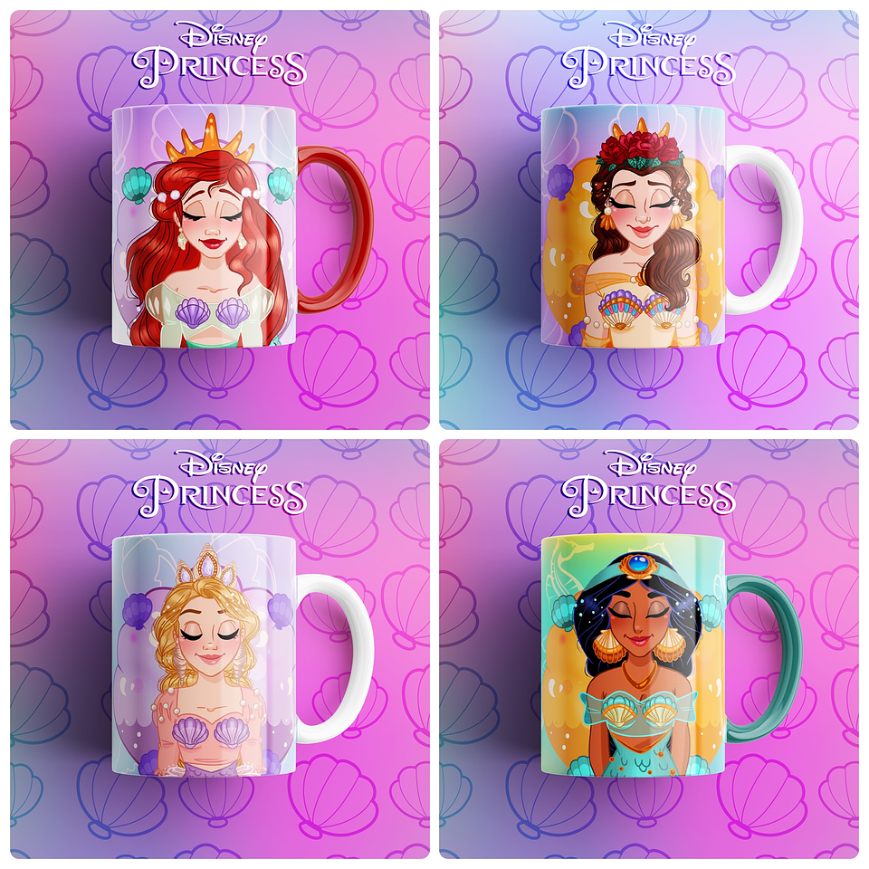 42 Artes para Caneca Princesas Arquivo Editável 5
