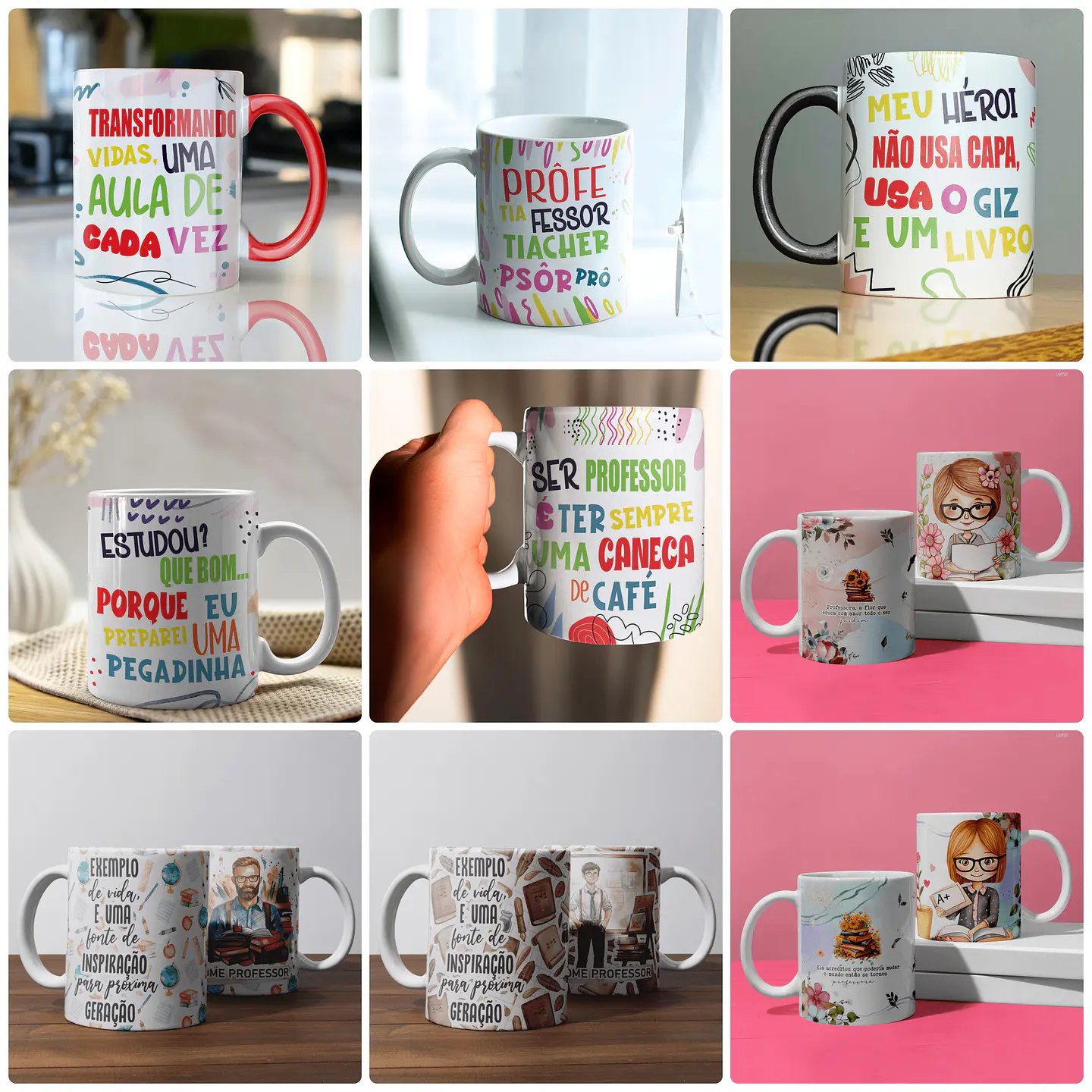 31 Artes para Caneca e Camisa Dia dos Professores Arquivo Editável 1