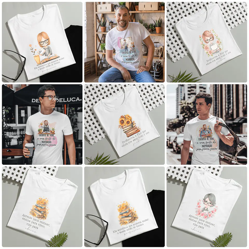31 Artes para Caneca e Camisa Dia dos Professores Arquivo Editável 2