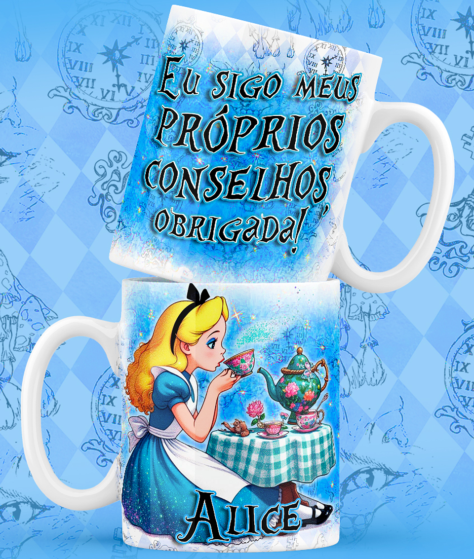 9 Artes para Caneca Alice no Pais das Maravilhas Arquivo em Jpg 2