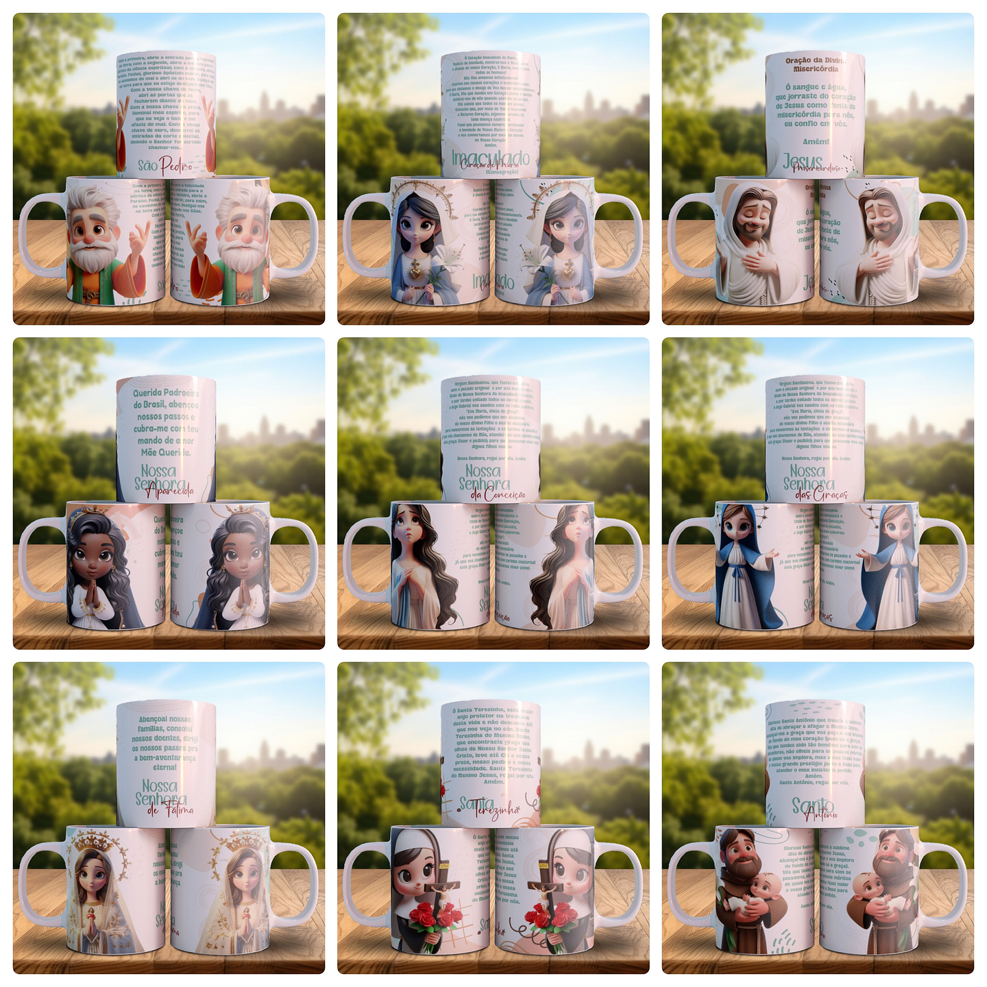 10 Artes para Caneca Santinhos Arquivo Editável 1