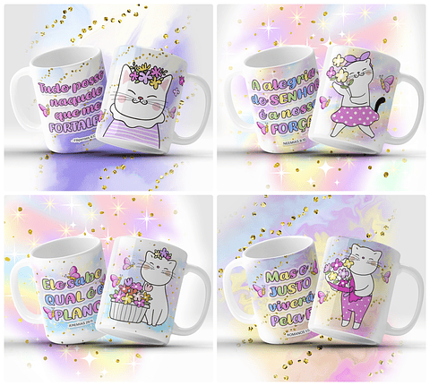 12 Artes para Caneca Gatinhos Fofinhos Arquivo em Jpg