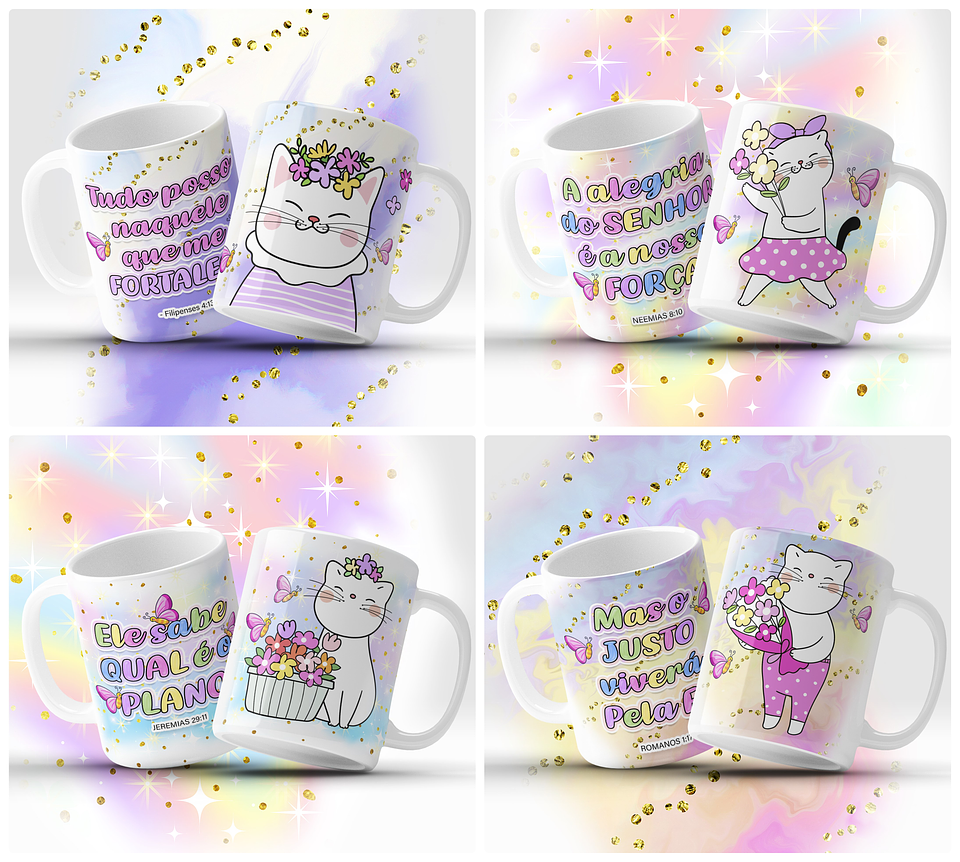 12 Artes para Caneca Gatinhos Fofinhos Arquivo em Jpg 1