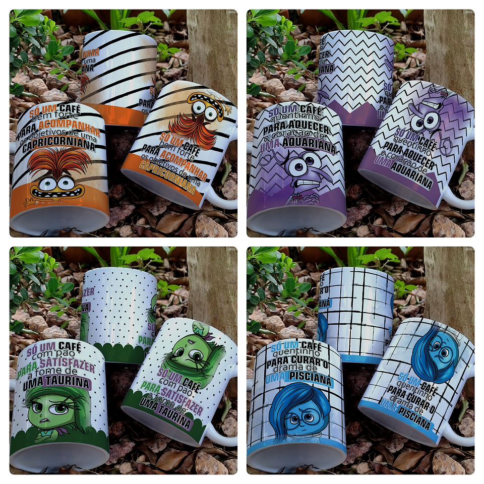 12 Artes para Caneca Divertidamente Café Signos Arquivo Editável 3