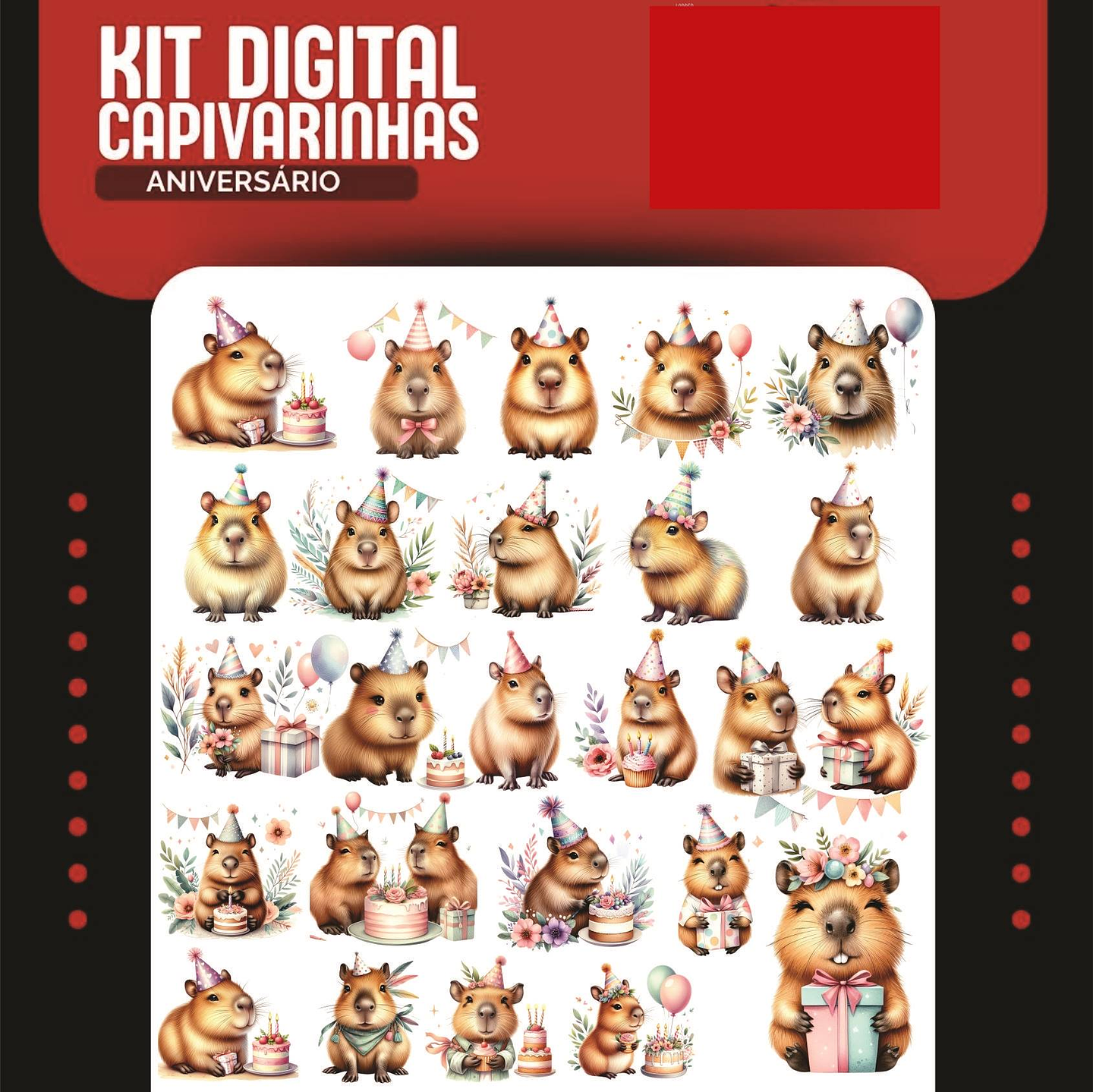 Kit Digital Capivara Arquivos em Png 3