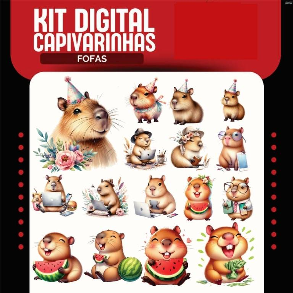 Kit Digital Capivara Arquivos em Png 4