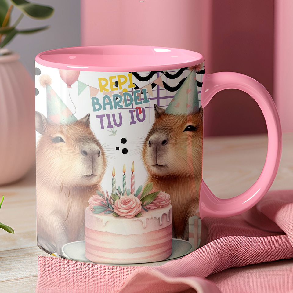 9 Artes para Canecas Capivara Aniversário Arquivo Editável 3