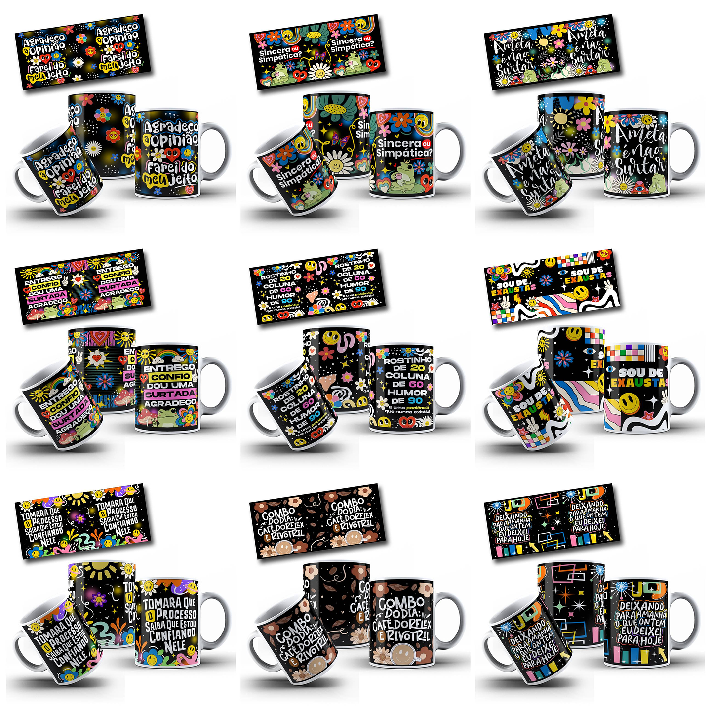 32 Artes para Canecas Vibes Frases V3 Arquivo em Jpg 2