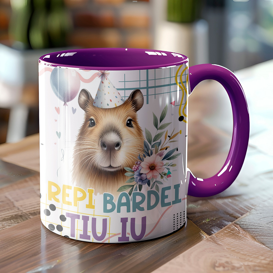 9 Artes para Canecas Capivara Aniversário Arquivo Editável 5