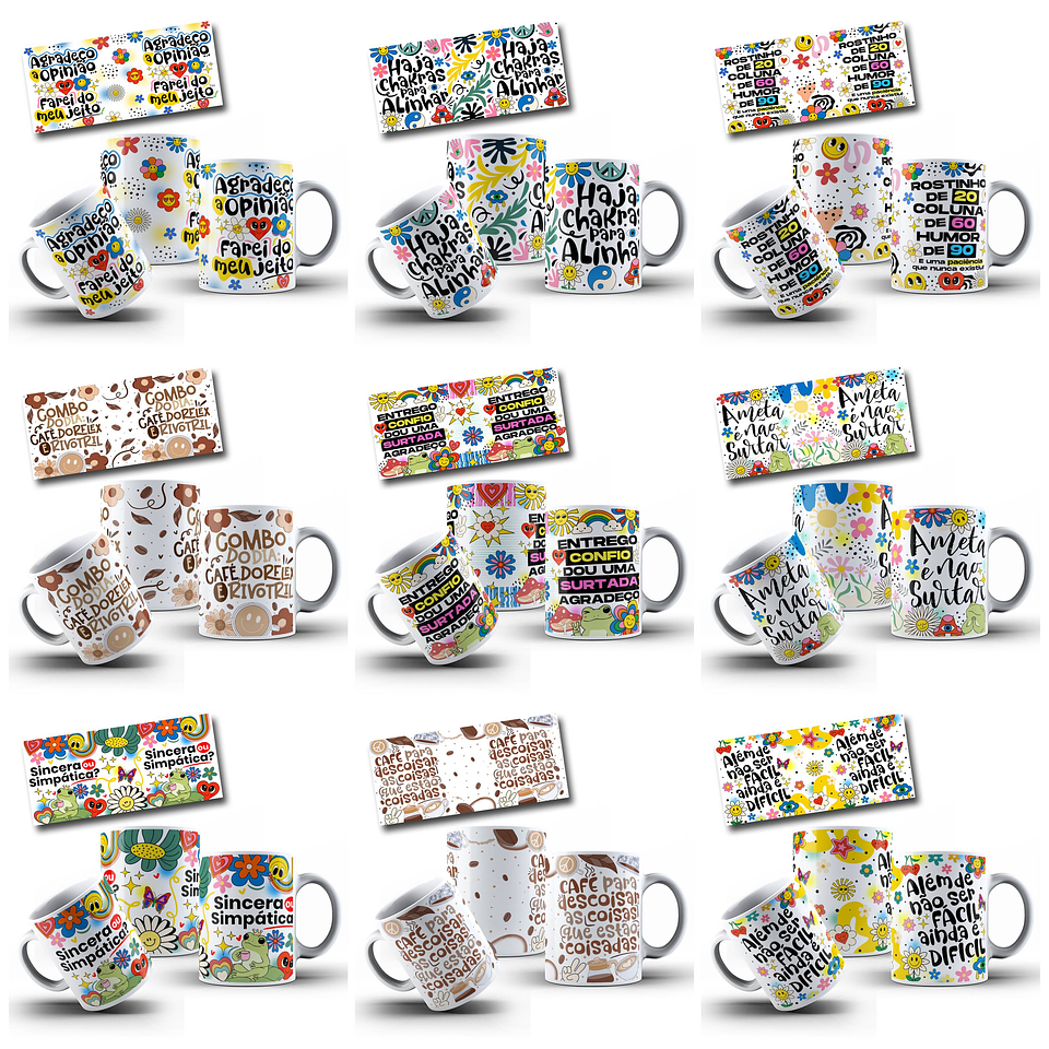 32 Artes para Canecas Vibes Frases V3 Arquivo em Jpg 3