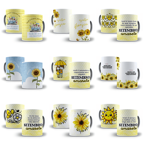 34 Artes para Caneca e Camisa Setembro Amarelo Arquivo em Png