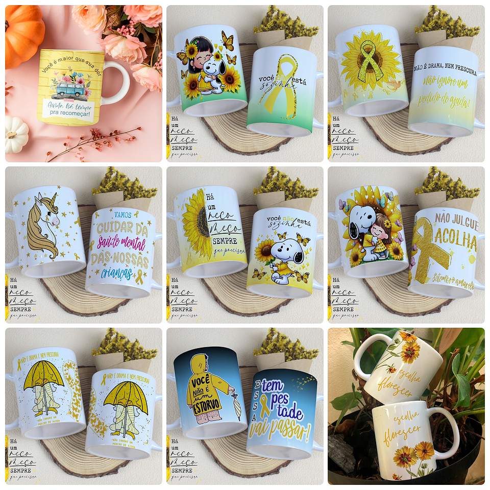 34 Artes para Caneca e Camisa Setembro Amarelo Arquivo em Png 3