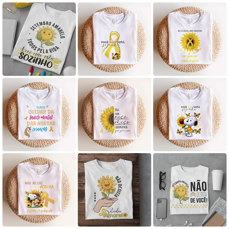 34 Artes para Caneca e Camisa Setembro Amarelo Arquivo em Png 4