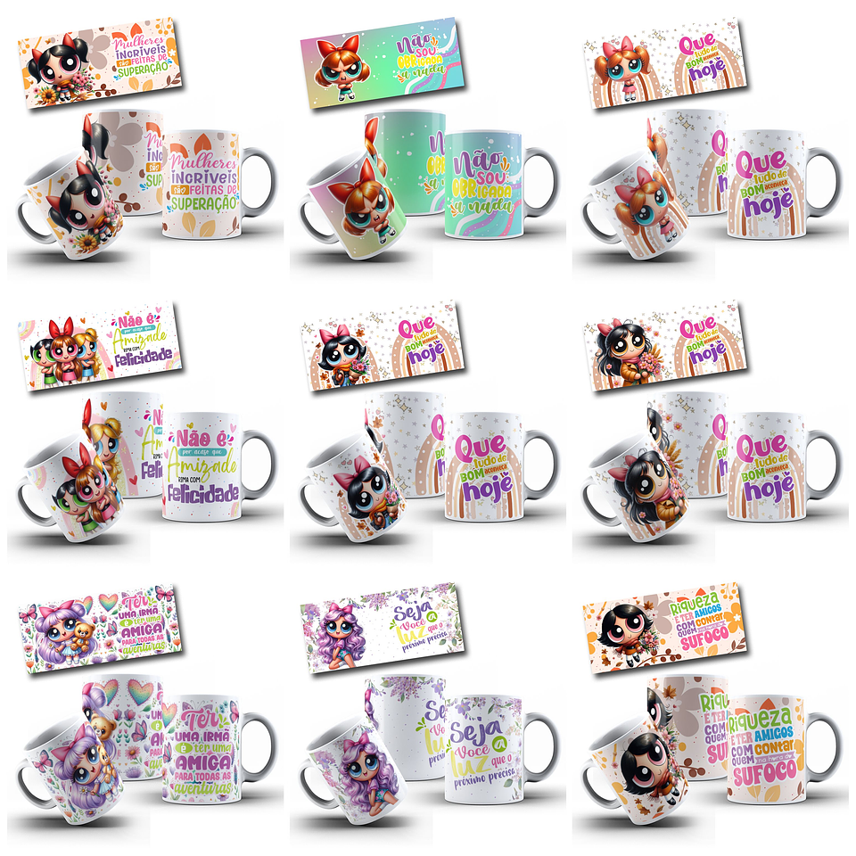 49 Artes para Caneca Meninas Super Poderosas Doçuras Arquivo em Png  1