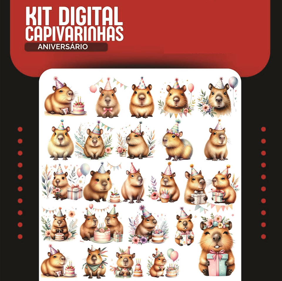 9 Artes para Canecas Capivara Aniversário Arquivo Editável 11