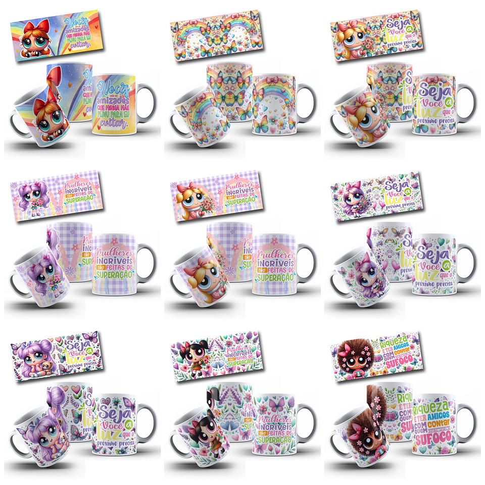 49 Artes para Caneca Meninas Super Poderosas Doçuras Arquivo em Png  2