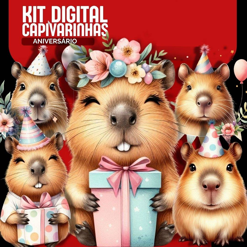9 Artes para Canecas Capivara Aniversário Arquivo Editável 12