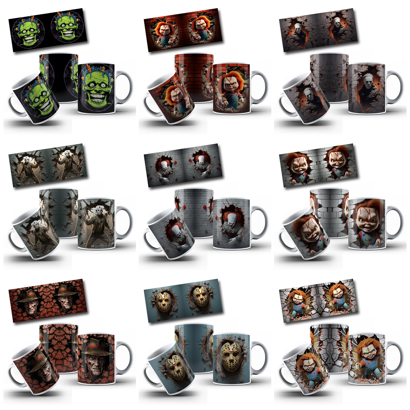 50 Artes para Caneca Filme Terror 3d Arquivo em Png 1