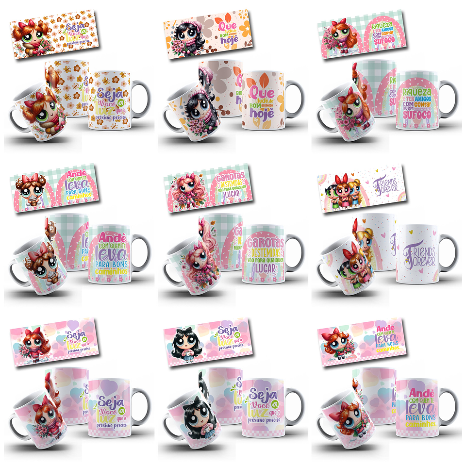 49 Artes para Caneca Meninas Super Poderosas Doçuras Arquivo em Png  4