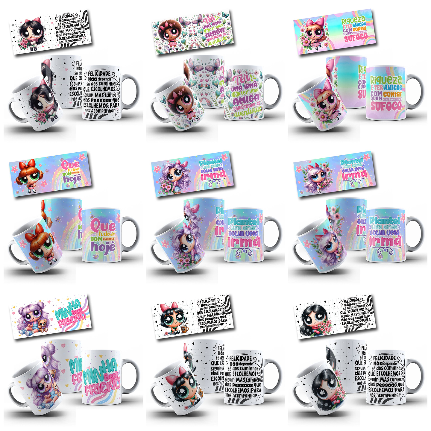 49 Artes para Caneca Meninas Super Poderosas Doçuras Arquivo em Png  5