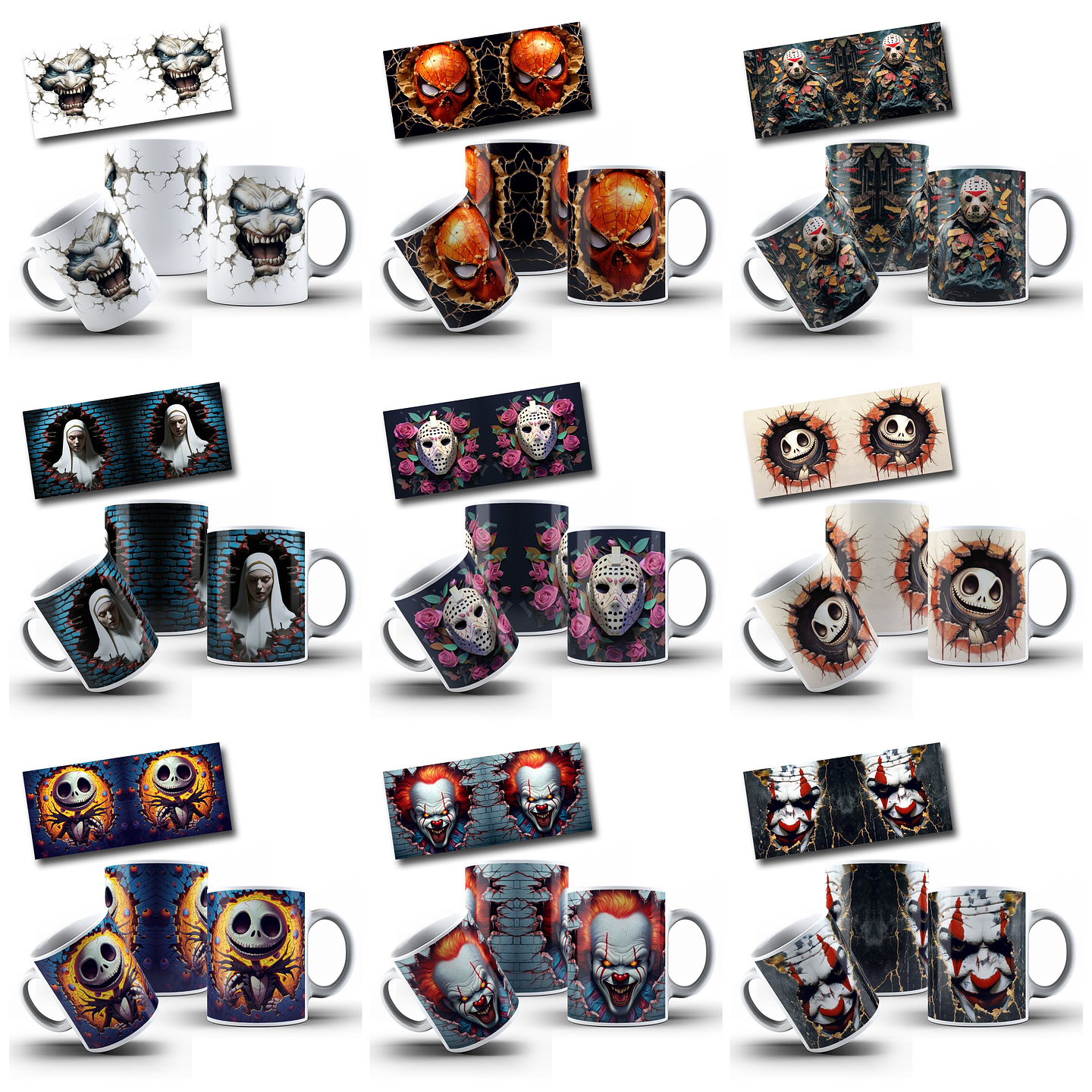 50 Artes para Caneca Filme Terror 3d Arquivo em Png 4