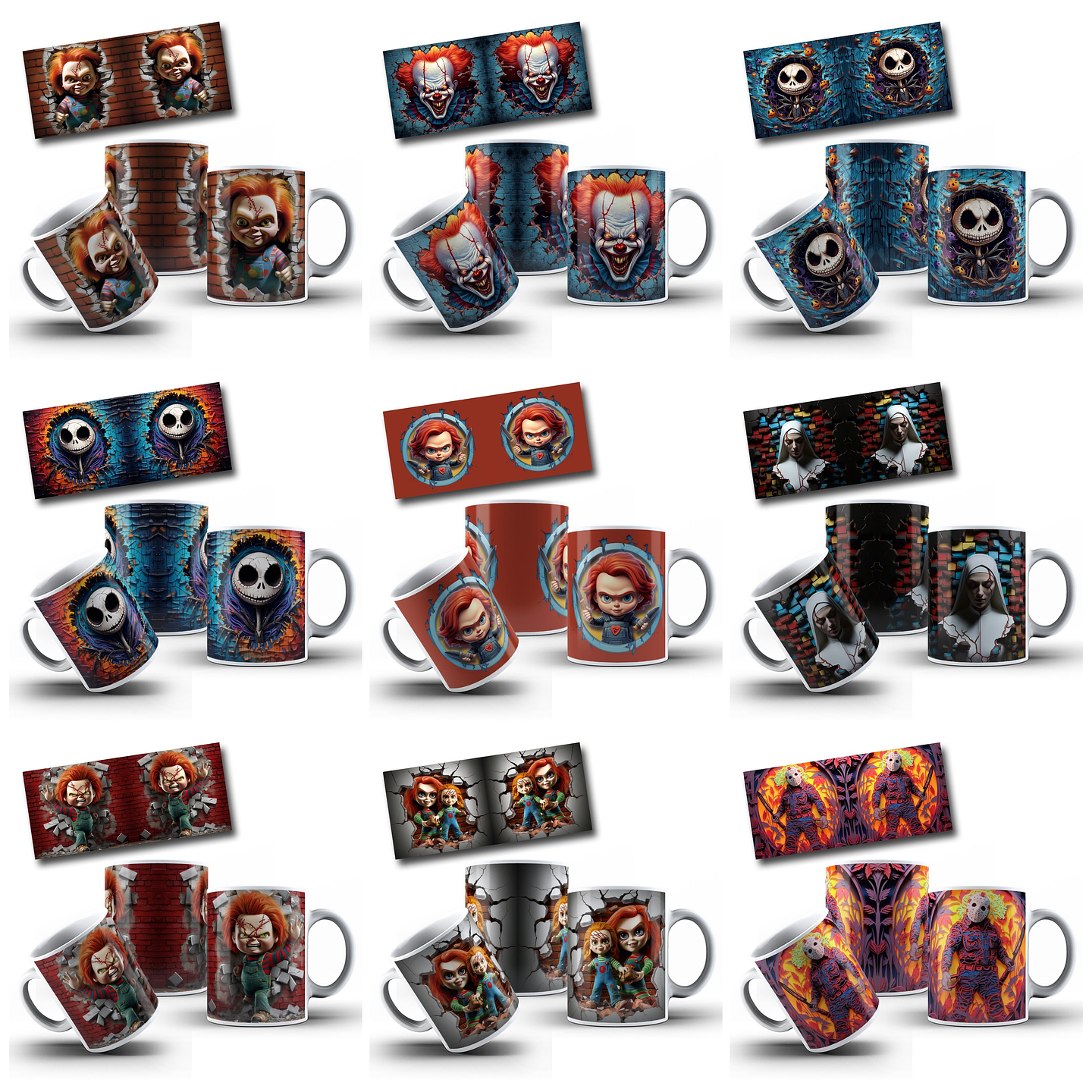 50 Artes para Caneca Filme Terror 3d Arquivo em Png 5