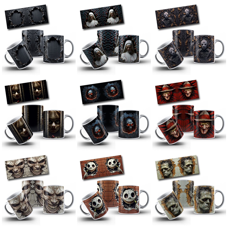 50 Artes para Caneca Filme Terror 3d Arquivo em Png 6