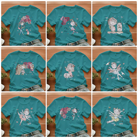 90 Artes para Camisa Meninas Arquivo em Eps