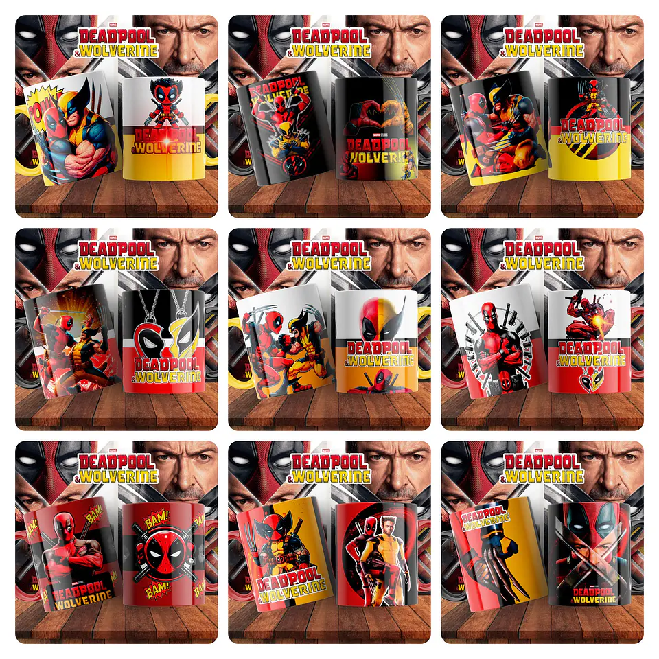 123 Artes para Camisa e Caneca Deadpool e Wolverine Arquivo em Jpg 1