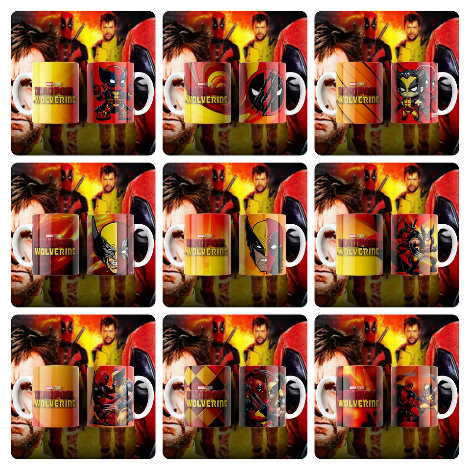 123 Artes para Camisa e Caneca Deadpool e Wolverine Arquivo em Jpg 3