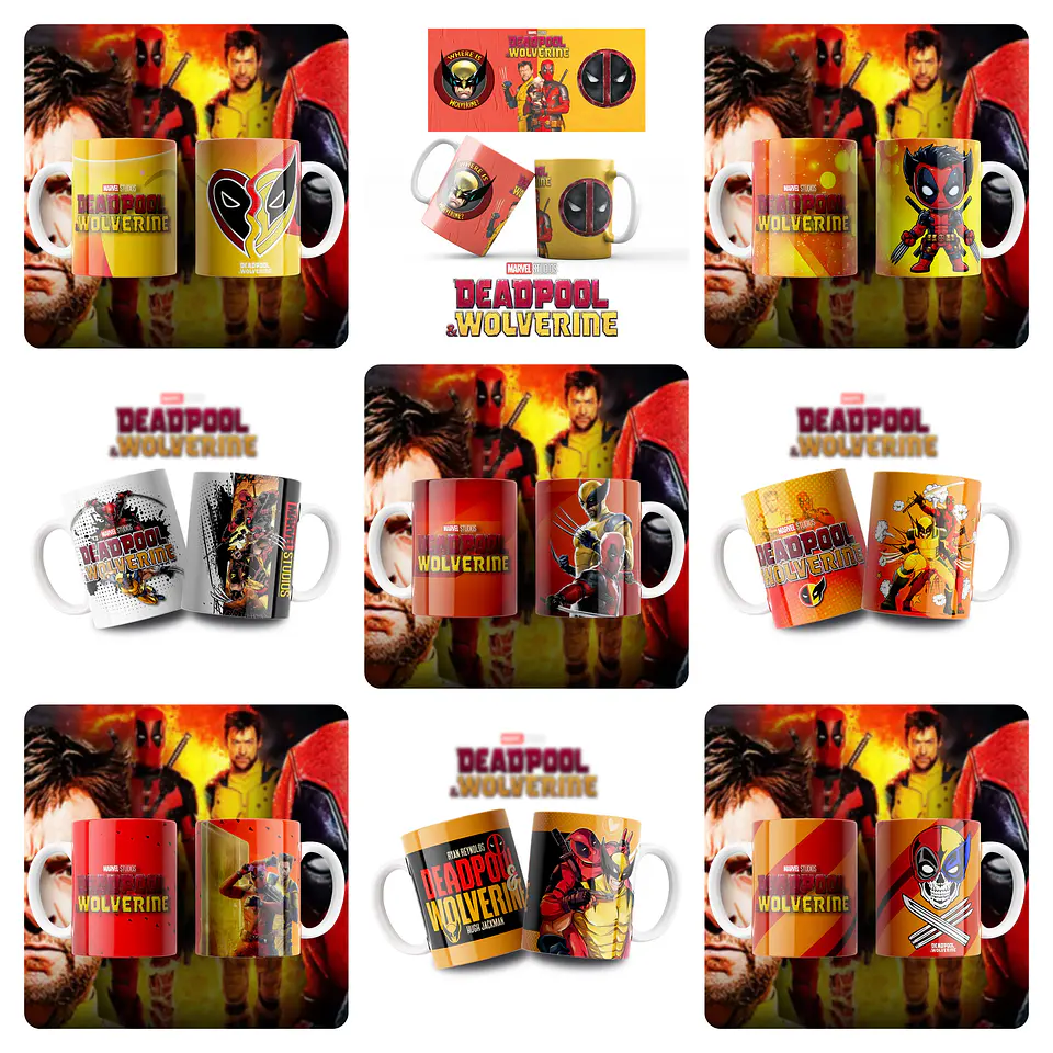 123 Artes para Camisa e Caneca Deadpool e Wolverine Arquivo em Jpg 4
