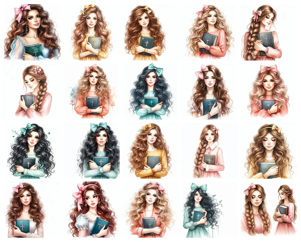 Kit Digital Mulher com Biblía em Png 1