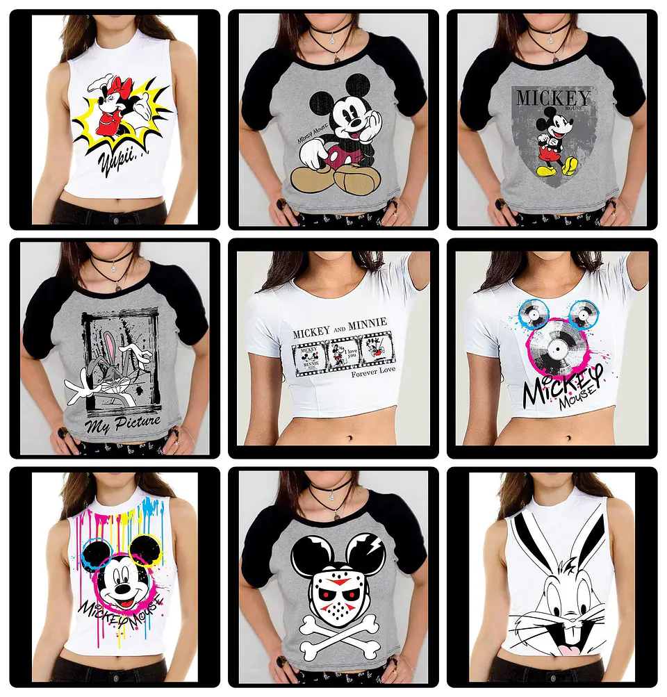 60 Artes para Camisa Personagens Mickey e Minnie Arquivo em Jpg 7