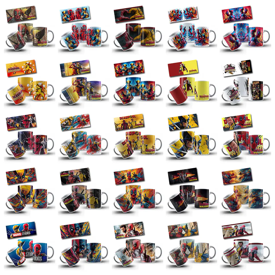 123 Artes para Camisa e Caneca Deadpool e Wolverine Arquivo em Jpg 8