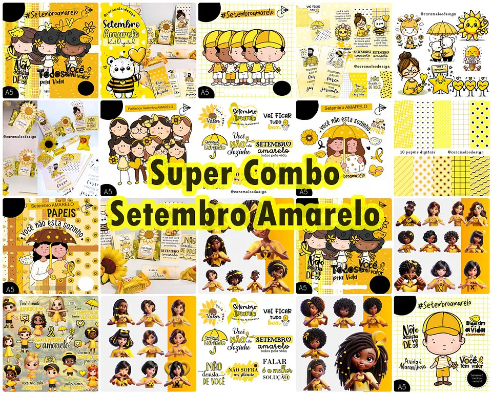 Kit Digital Super Combo Setembro amarelo em Png  1