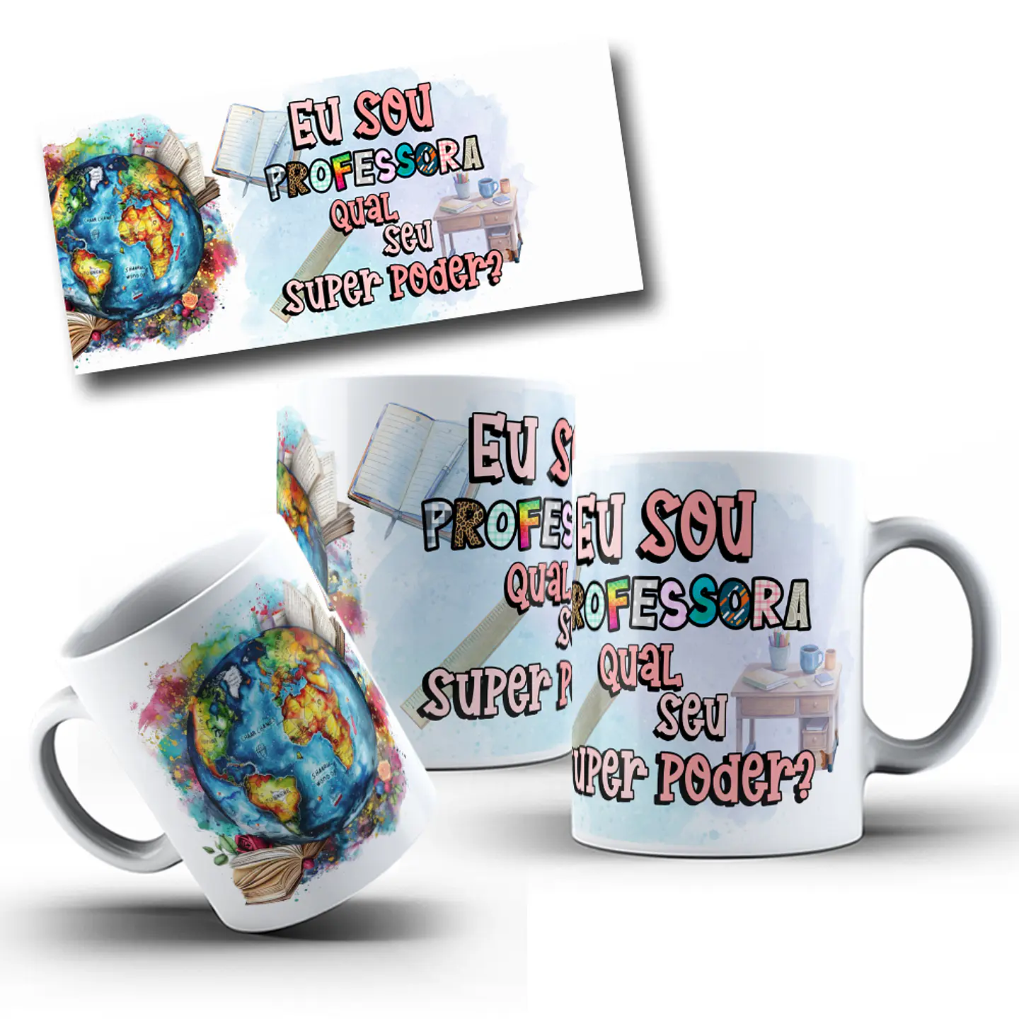 6 Artes para Canecas Sou Professor Arquivo em Png 2