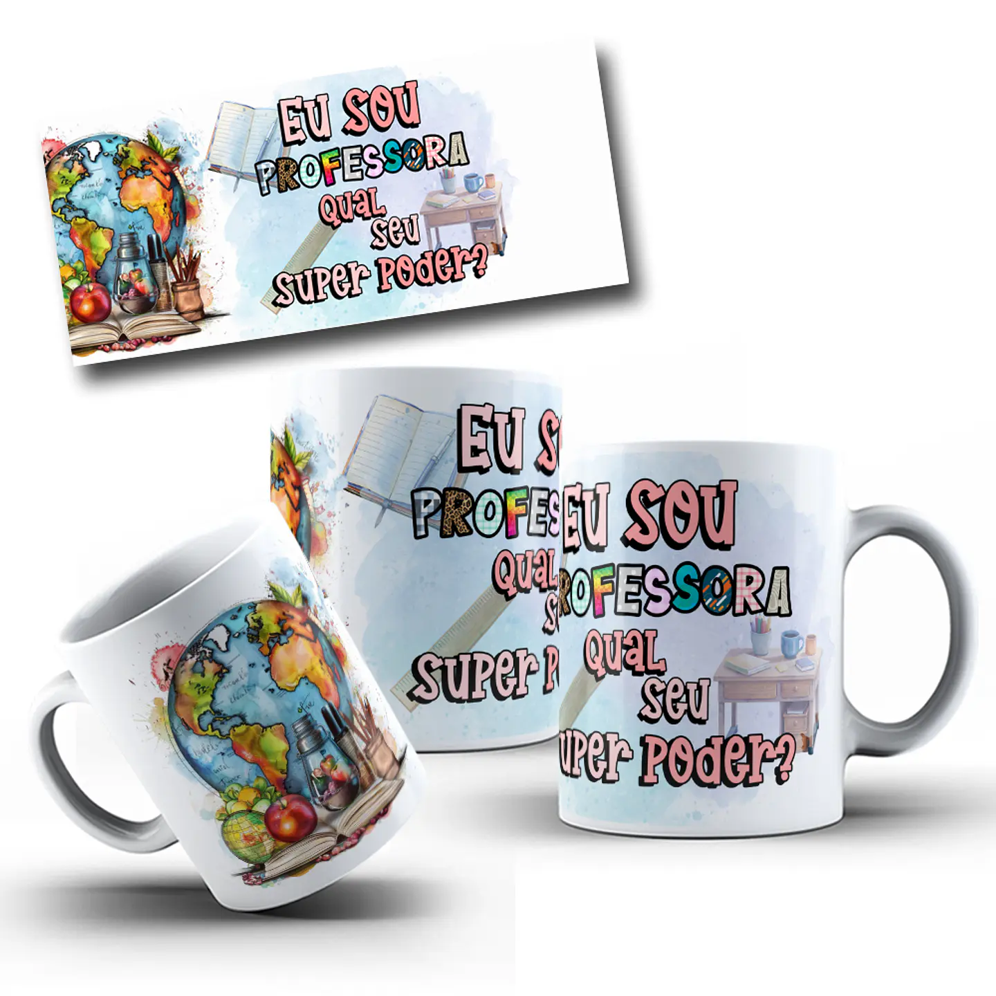 6 Artes para Canecas Sou Professor Arquivo em Png 4