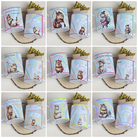 15 Artes para Canecas Capivara Fofa Arquivo Editável 