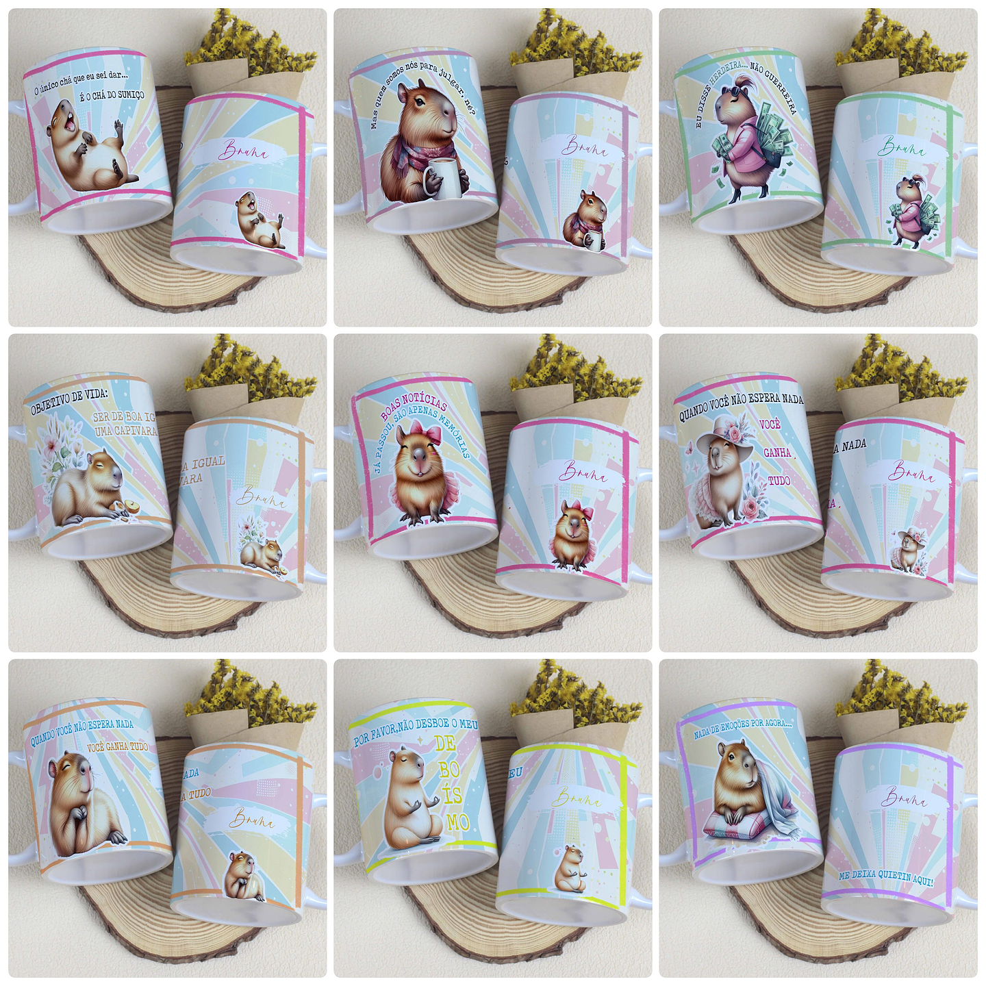 15 Artes para Canecas Capivara Fofa Arquivo Editável  1