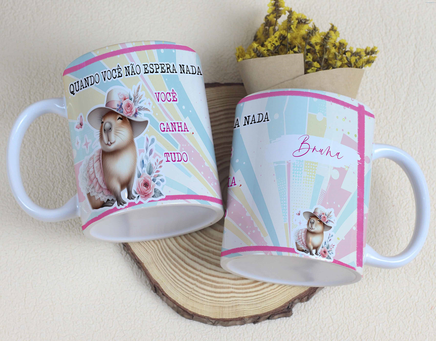 15 Artes para Canecas Capivara Fofa Arquivo Editável  3