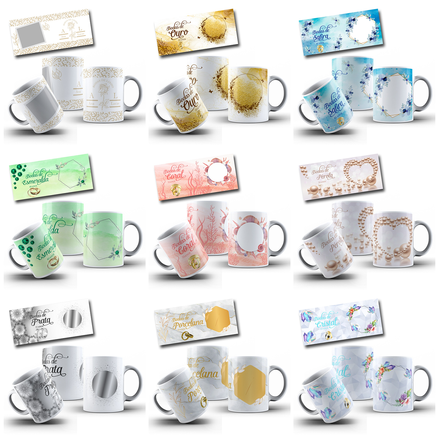17 Artes para Canecas Bodas de Casamento Arquivo em Jpg 1